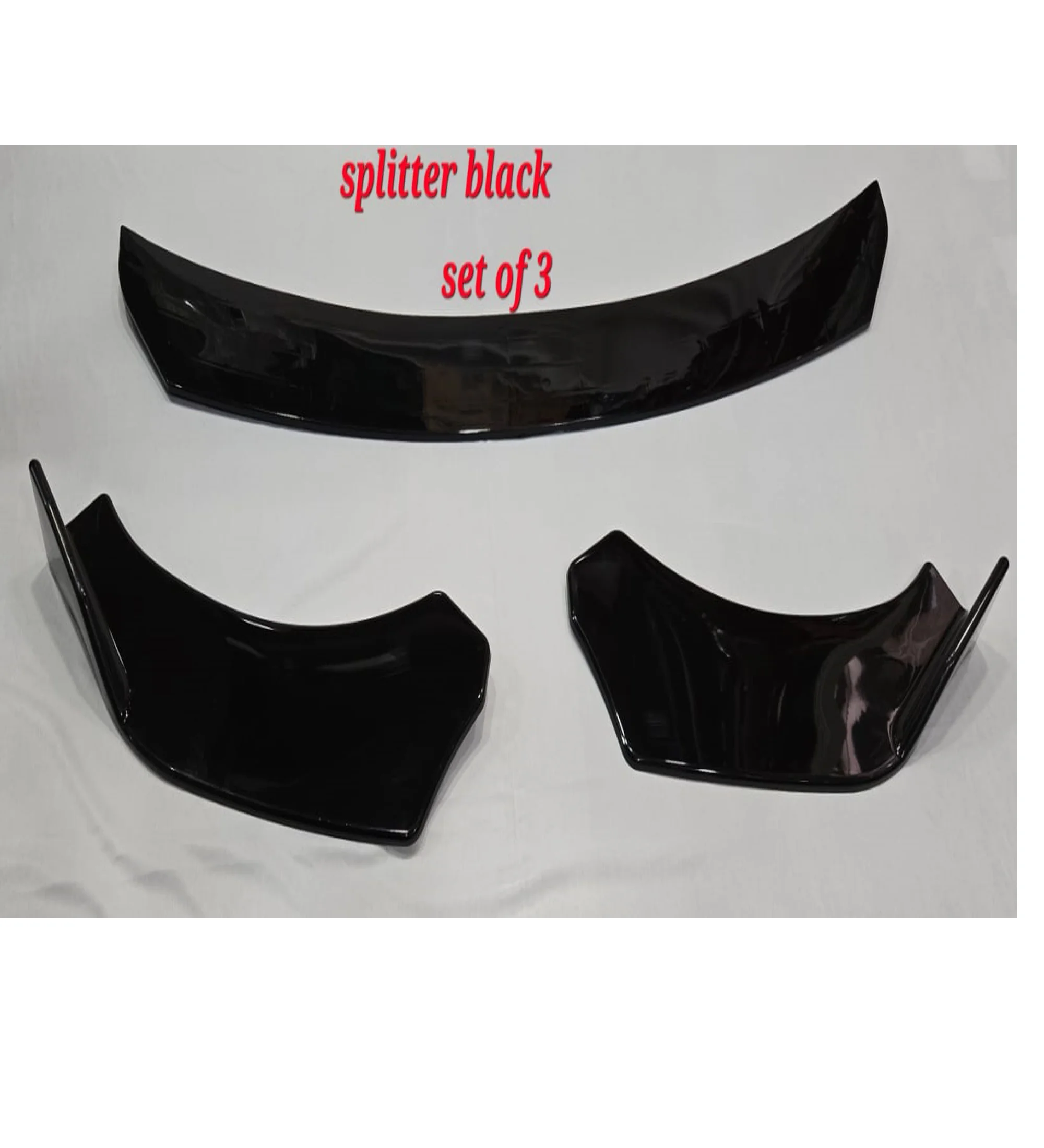 Car Front Bumper Splitter Kit – Black (Set of 3 Pieces)