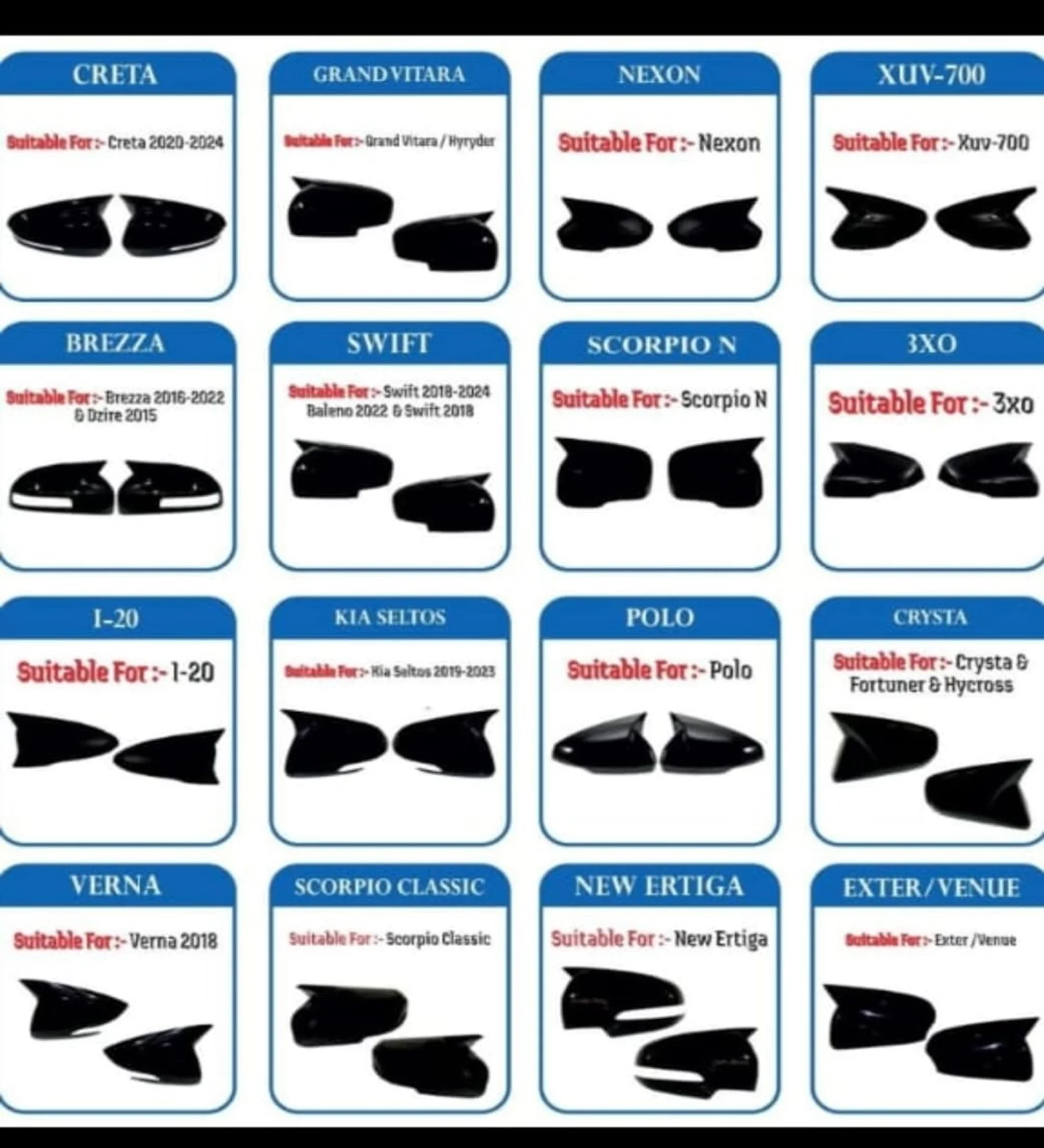 Mirror Cap Covers Ox Horn Style Compatible with 2011-2022 Dodge Charger Chrysler 300 300C,Add-on Type Side Mirror Cover Cow Horn Look (Glossy Black)